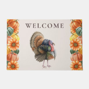 Thanksgiving Turkey Pumpkins Doormat