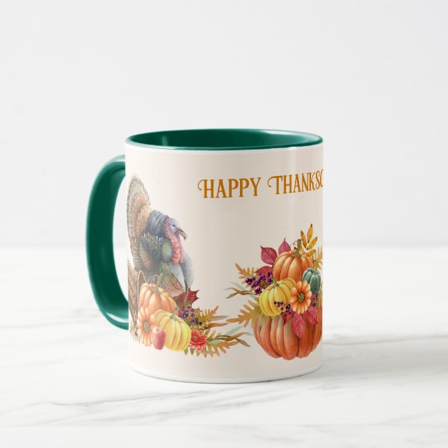 Thanksgiving Turkey Pumpkins Mug (Front Left)
