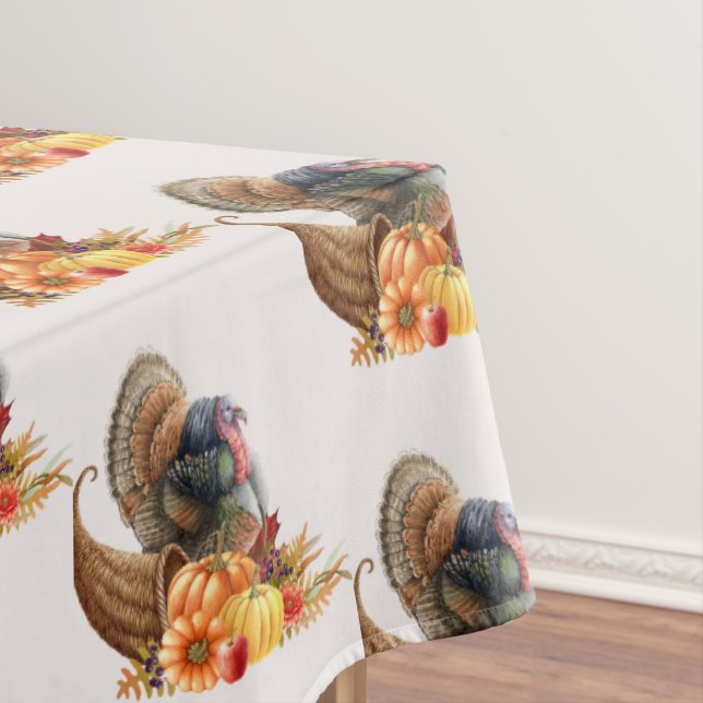 Thanksgiving Turkey Pumpkins Tablecloth (In Situ)