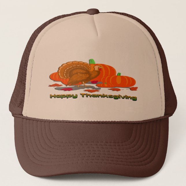 Thanksgiving Turkey Pumpkins Trucker Hat (Front)