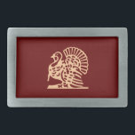 Thanksgiving Turkey Rectangular Belt Buckle<br><div class="desc">Thanksgiving Turkey belt buckle in burgundy and tan that be any colour you want simply be clicking on the edit drop down menu and selecting background. The turkey is a picture font so he can be changed to another colour at font</div>