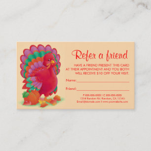 Thanksgiving turkey refer a friend business cards