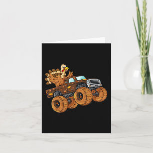 Thanksgiving Turkey Riding Monster Truck Boys Kids Card