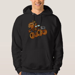 Thanksgiving Turkey Riding Monster Truck Boys Kids Hoodie