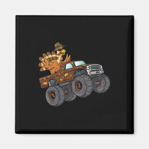 Thanksgiving Turkey Riding Monster Truck Boys Kids Magnet