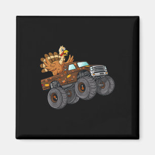 Thanksgiving Turkey Riding Monster Truck Boys Kids Magnet