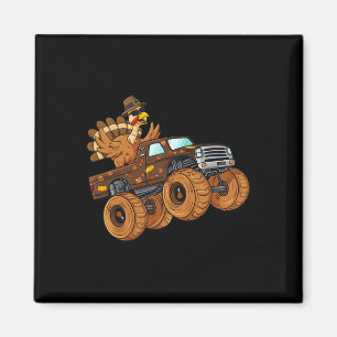 Thanksgiving Turkey Riding Monster Truck Boys Kids Magnet