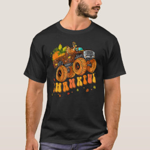 Thanksgiving Turkey Riding Monster Truck Boys Kids T-Shirt