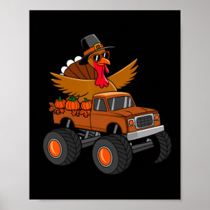 Thanksgiving Turkey Riding Monster Truck Poster
