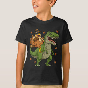 Thanksgiving Turkey Riding T Rex Dinosaur Toddler  T-Shirt