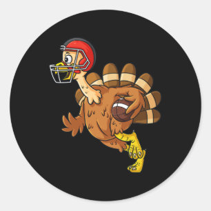 Thanksgiving Turkey Running Back Football Boys Kid Classic Round Sticker