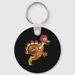Thanksgiving Turkey Running Back Football Boys Kid Keychain
