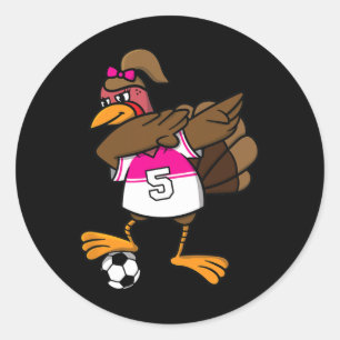 Thanksgiving Turkey Shirt For Girls Soccer Dab Dab Classic Round Sticker