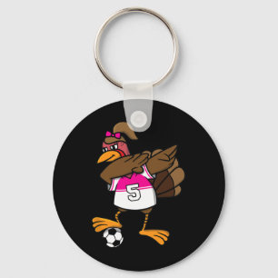 Thanksgiving Turkey Shirt For Girls Soccer Dab Dab Keychain