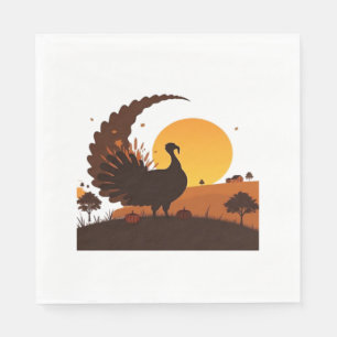 Thanksgiving Turkey Silhouette – Sunset Harvest Sc Napkin