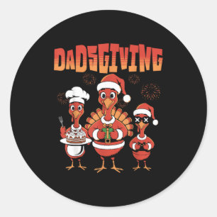 Thanksgiving Turkey Squad Dancing Dad Mom Kid Happ Classic Round Sticker