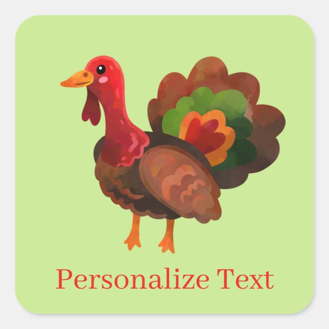 Thanksgiving Turkey Square Sticker (Front)