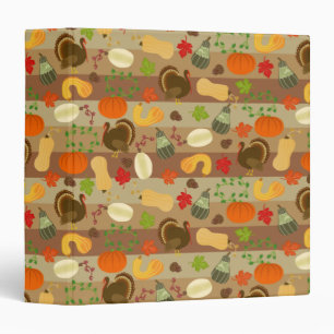 Thanksgiving Turkey Squash Autumn Harvest Pattern Binder