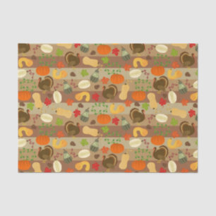 Thanksgiving Turkey Squash Autumn Harvest Pattern Tissue Paper