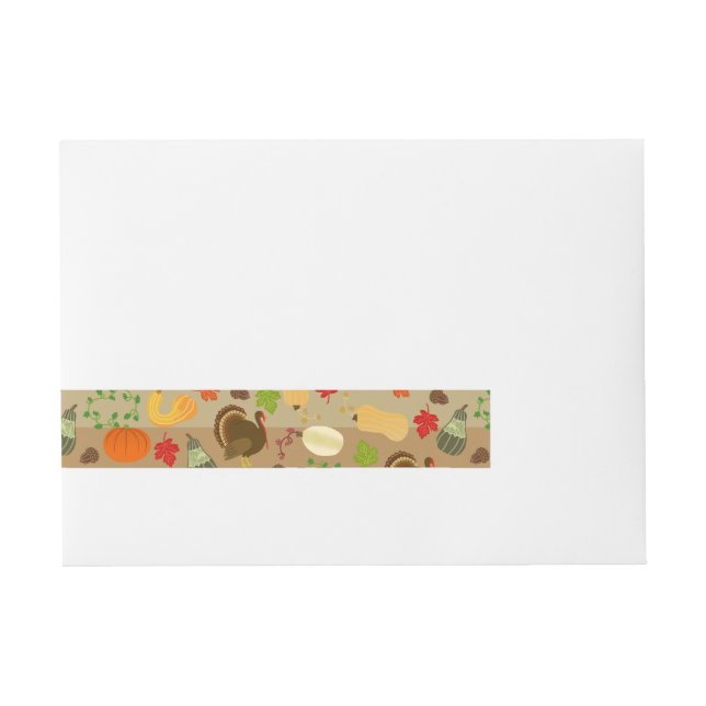 Thanksgiving Turkey Squash Autumn Harvest Pattern Wraparound Address Label (Front)