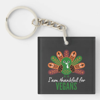 thanksgiving Turkey Thankful for Vegans Keychain