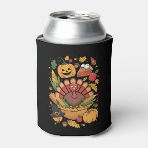 Thanksgiving Turkey Thankful Pie Fall Family Can Cooler