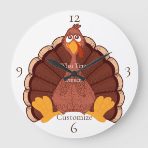 Thanksgiving Turkey Thunder_Cove Large Clock
