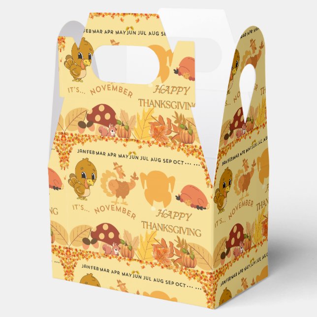 Thanksgiving Turkey to Dinner Fun design Favor Box (Opened)
