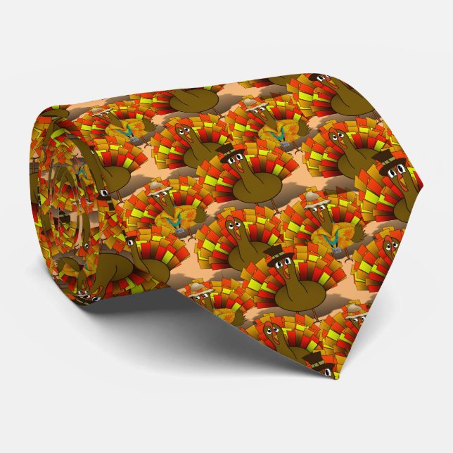 Thanksgiving Turkey Trio Tie (Rolled)