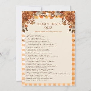 Thanksgiving Turkey Trivia Quiz Party Game Invitation