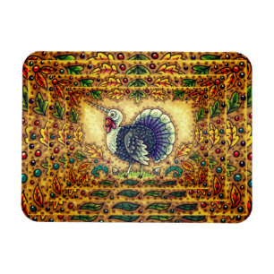 THANKSGIVING TURKEY UNICORN, WHIMSICAL FANTASY MAGNET