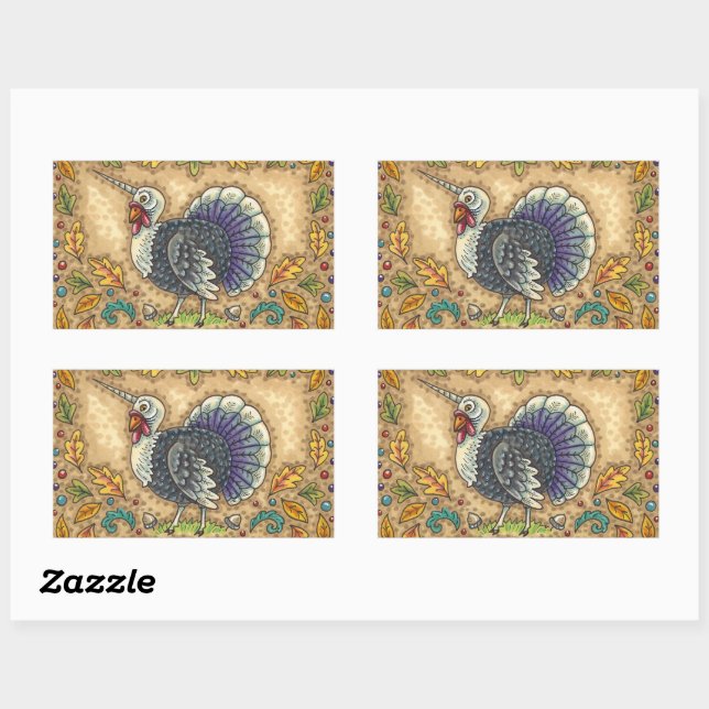 THANKSGIVING TURKEY UNICORN, WHIMSICAL FANTASY STICKER (Sheet)