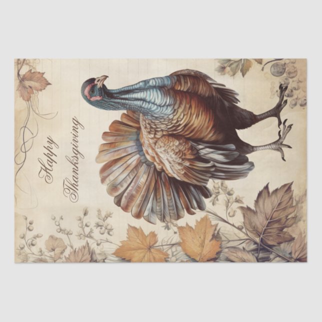 Thanksgiving Turkey Watercolor Tissue Paper (Front)