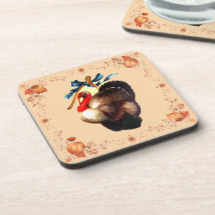 Thanksgiving Turkey Wishes Coaster