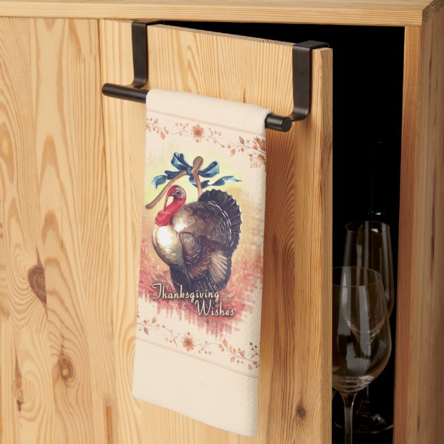 Thanksgiving Turkey Wishes Kitchen Towel (Thirds Fold)