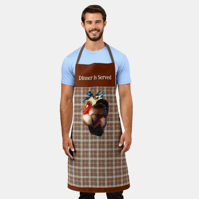 Thanksgiving Turkey Wishes Mens Apron (Worn)