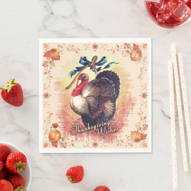 Thanksgiving Turkey Wishes Napkin (Insitu)