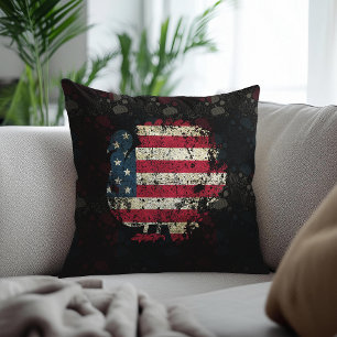 Thanksgiving Turkey With American Flag Throw Pillow