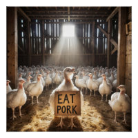 Thanksgiving Turkey With "Eat Pork" Sign