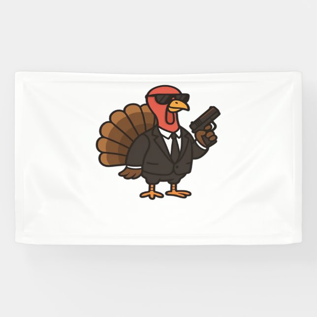 Thanksgiving Turkey with Pumpkin Pie Essential T-S Banner (Horizontal)