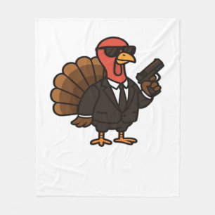 Thanksgiving Turkey with Pumpkin Pie Essential T-S Fleece Blanket