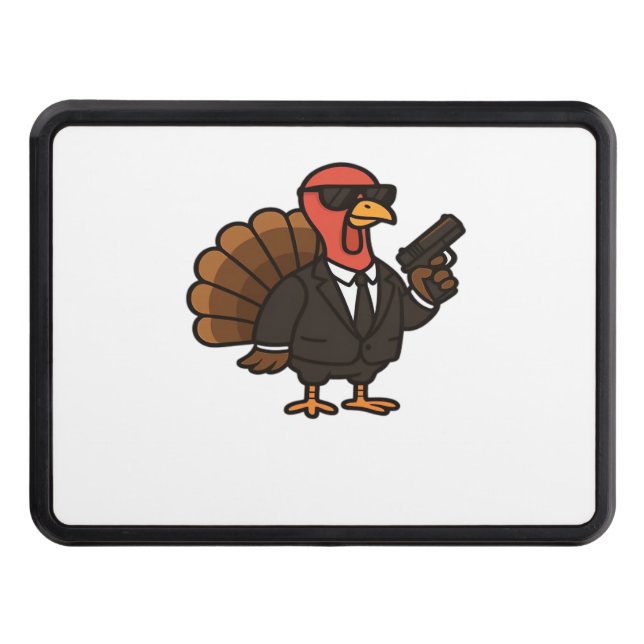 Thanksgiving Turkey with Pumpkin Pie Essential T-S Trailer Hitch Cover (Front)