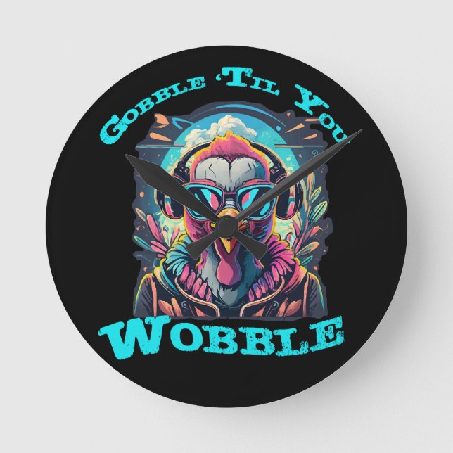 Thanksgiving Turkey Wobble Round Clock (Front)