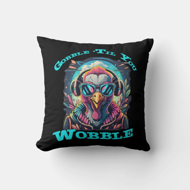 Thanksgiving Turkey Wobble Throw Pillow (Front)