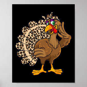 Thanksgiving Turkey Women Girl Leopard Print Autum