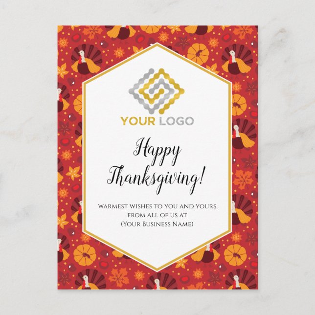 Thanksgiving Turkeys Logo Business Postcard (Front)