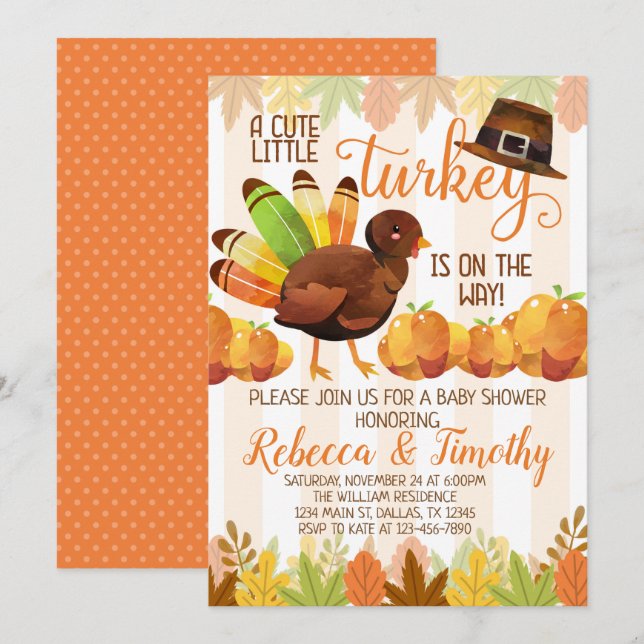 Thanksgiving Turquie Baby shower Invitation Invita (Devant / Derrière)