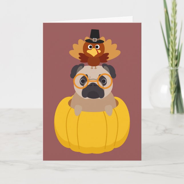 Thanksgiving Turquie et carte de voeux de carlin (Devant)