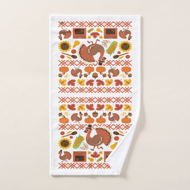 Thanksgiving Turquie et Motif de four (Serviette à main)