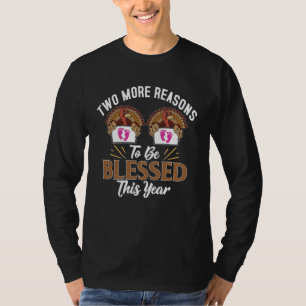 Thanksgiving Twin Girls Gender Announcement Womens T-Shirt